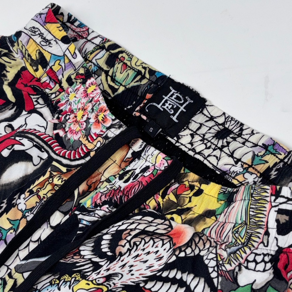 Ed Hardy Men's Small Tattoo Graphic Viscose Lounge Shorts Skull Panther